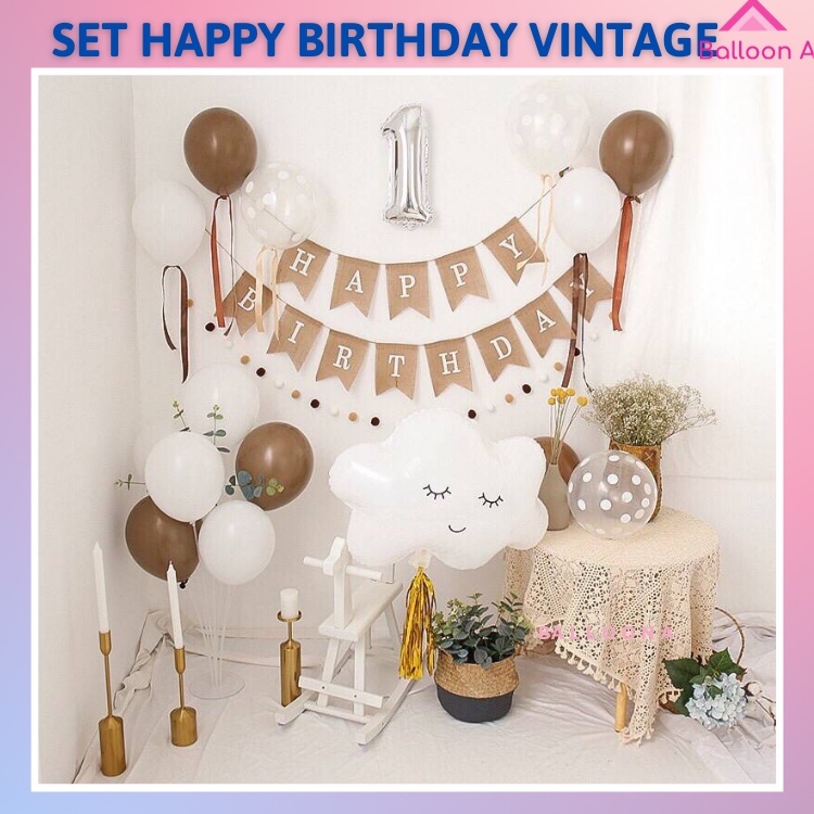 SET trang trí sinh nhật Handmade vintage kiểu Hàn Quốc cực chất