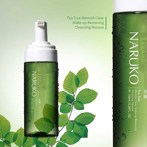 Nước tẩy trang dạng bọt trà tràm Naruko Tea Tree Blemish Clear Makeup Removing Cleansing Mousse 150 ml (Bản Đài)