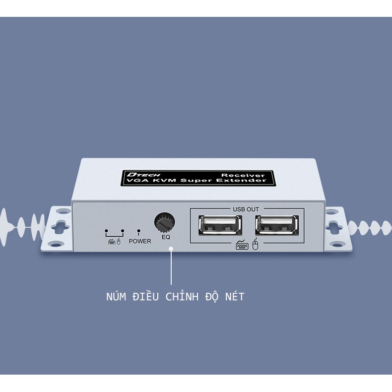 Chuyển vga sang lan - Bộ chuyển đổi tín hiệu vga qua cáp mạng Lan 100M (điều khiển chuột USB) DTECH DT-7044