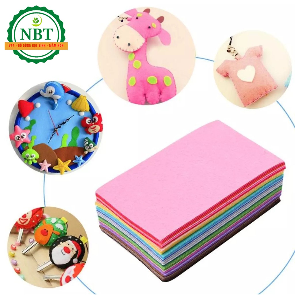 Vải nỉ mềm, vải dạ mầm non khổ 70*60cm làm handmade, treo nôi may treo nôi, làm móc khoá, sách vải, đồ chơi