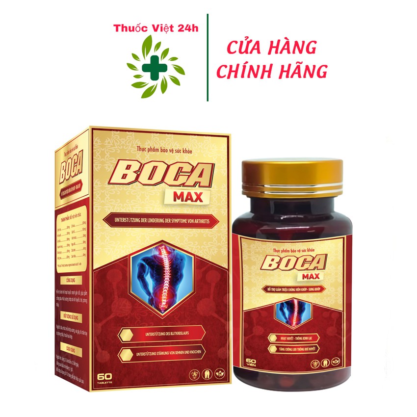 Boca max - giúp giảm viêm khớp, sưng khớp - hộp 60 viên - Thuốc Việt 24h