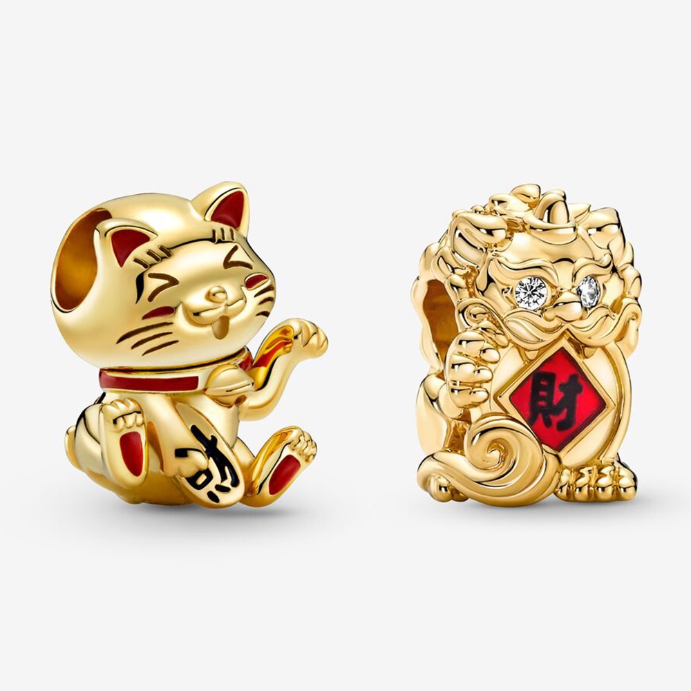 PANDORA Dây Chuyền Mạ Bạc Mặt Mèo May Mắn Dễ Thương