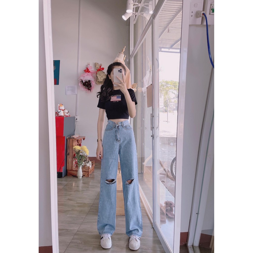 Quần Jean Nữ Ống Rộng Form Culottes Siêu Tôn Dáng - Mã J01