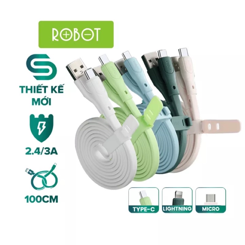 Cáp sạc chống rối dài 1M bền bỉ cao su chọn màu