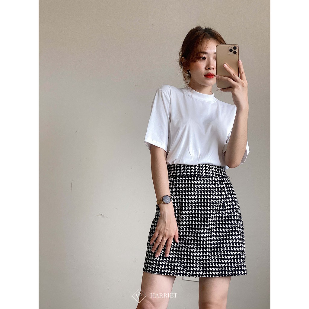 Áo phông nữ cổ tròn chất liệu cotton mềm mại thấm hút mồ hôi 3.5cm Harriet