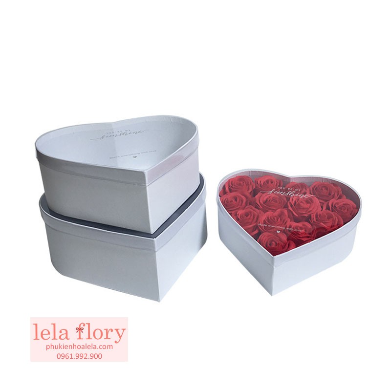 Bộ 3 chiếc hộp tim thẳng cắm hoa - THH0041