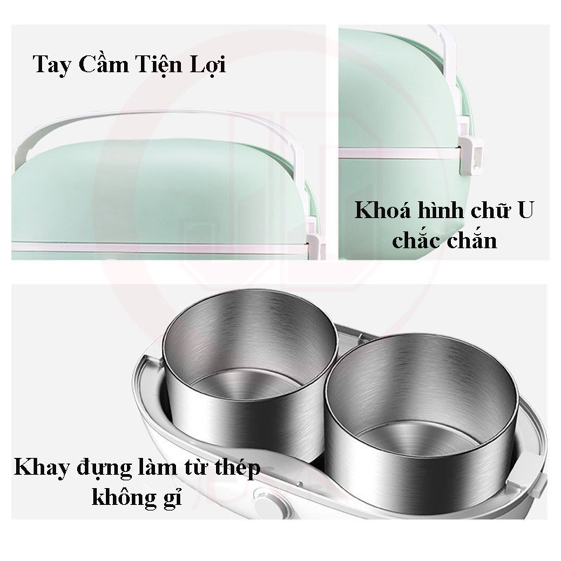 Hộp Cơm Cắm Điện 1 Tầng Khay Inox Nhỏ Gọn - Hộp Cơm Hâm Nóng Và Giữ Nhiệt, Ủ Cơm Tự Động, Dùng Cho Văn Phòng JDX13