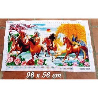 (Đã Thêu) Tranh Thêu Chữ Thập Ngựa Mã Đáo Thành Công 96*56 cm