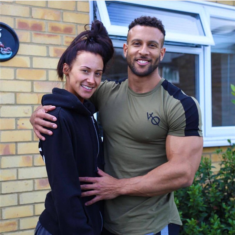 VQ Men's Cotton Shirt Sports Short-sleeved T-shirt Striped Running Casual Tee