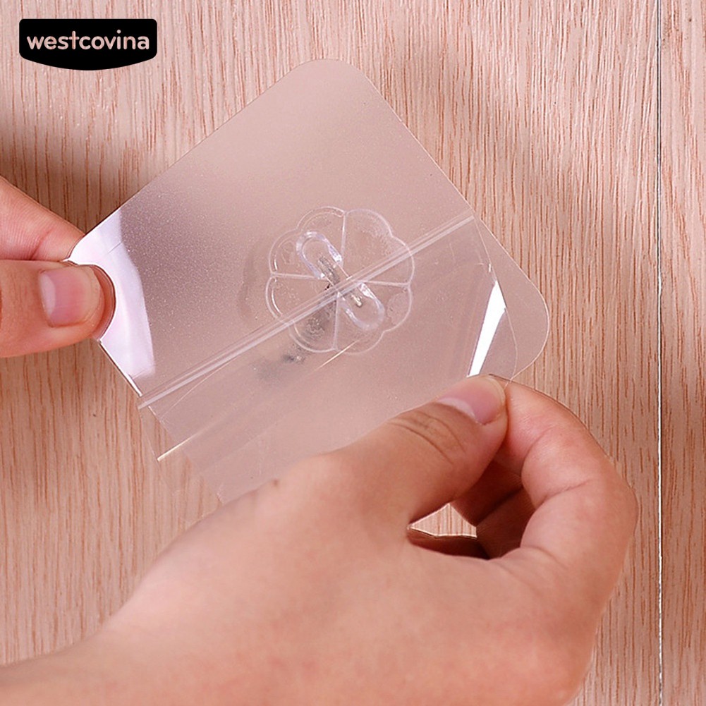 Bộ 6 Móc Treo Đồ Dán Tường Trong Suốt Hình Hoa Xinh Xắn