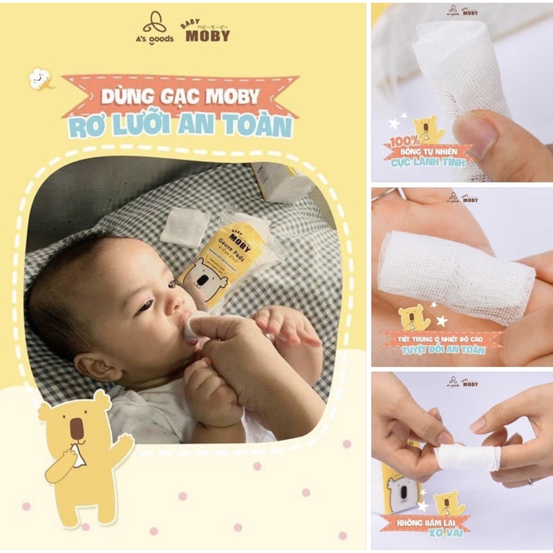 Gạc rơ lưỡi Moby vệ sinh miệng cho bé [ babyboo]