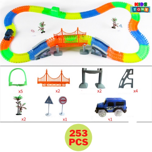 Bộ lắp ráp đường đua ô tô sáng tạo,đường ray ô tô xe lửa cáo cấp quà tặng cho các bé