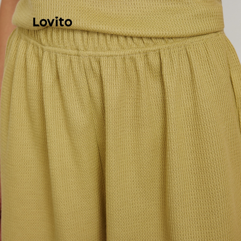 Lovito Quần Short Thun Thun Thông Thường L24ED052 (Honeydew)