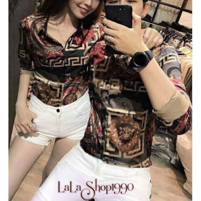 ÁO SƠ MI CẶP NAM NỮ 3D CHẤT LỤA TRƠN CAO CẤP - LALASHOP1990
