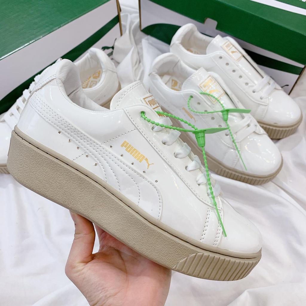 Giày Thể Thao Sneaker Nữ 𝐏𝐮𝐦𝐚 Trắng Đế Nâu Độn Đế Tăng Chiều Cao Hàng 1:1 [Full Bill + Box]