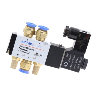 Bộ van điện từ 4v110-06 airtac lắp ống 4mm 6mm 8mm