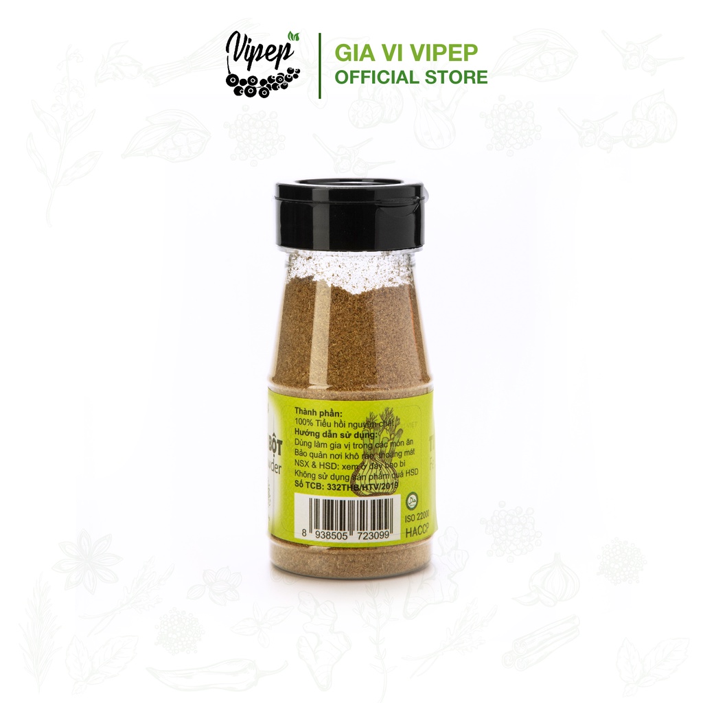 Bột tiểu hồi Vipep 50gr nguyên chất 100% - gia vị tẩm ướp cho phở, salad, bánh mì đen tốt cho sức khoẻ