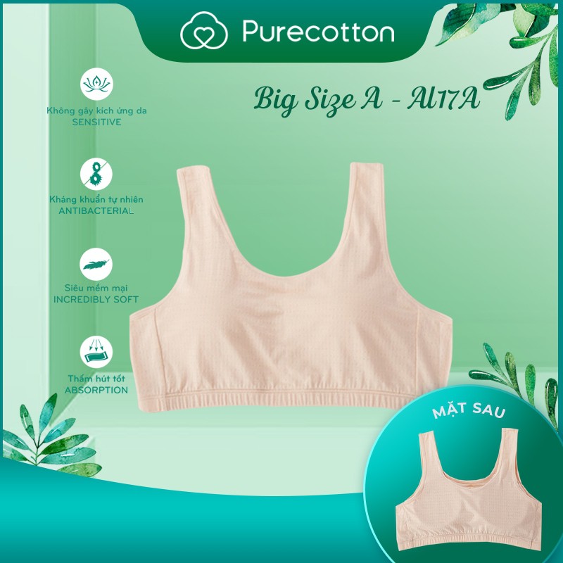 Bộ sưu tập áo lót học sinh Purecotton BIGSIZE cho bé gái mới lớn chất cotton cao cấp dáng áo chui đầu có đệm mỏng PC011