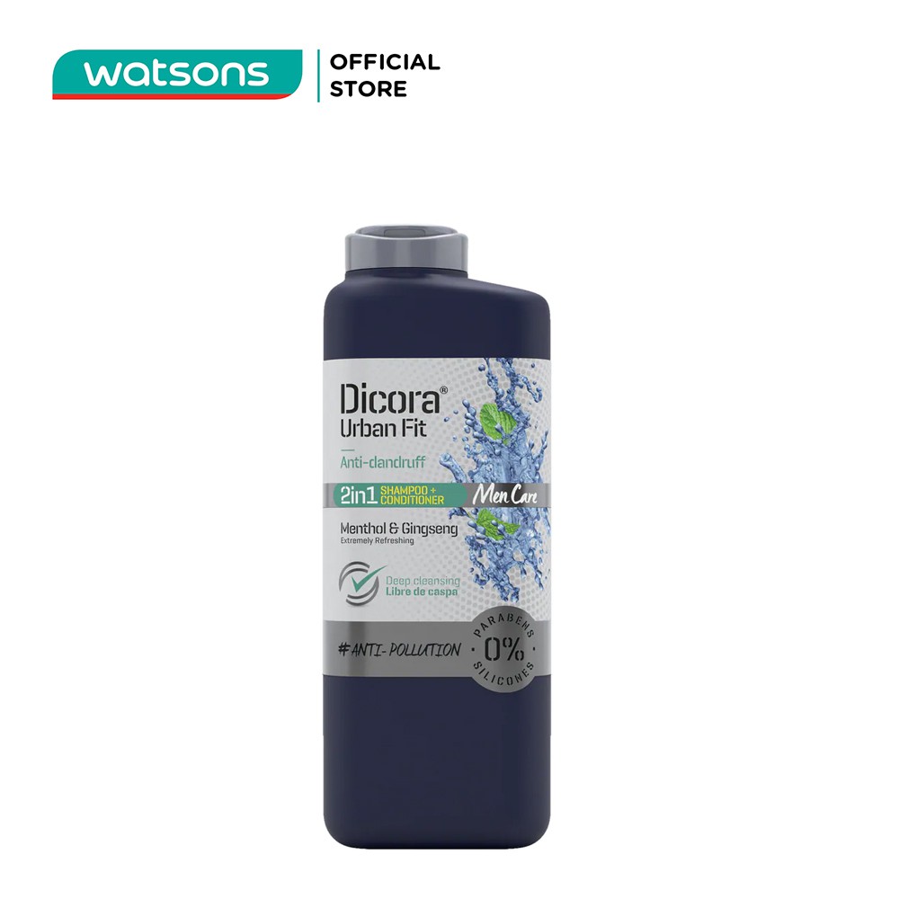 Dầu Gội &amp; Xả Dicora Urban Fit Anti-Dandruff Menthol &amp; Ginseng 2in1 Chống Gàu Dành Cho Nam Giới 400ml