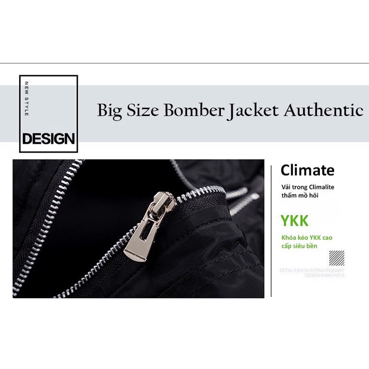 Áo Khoác Big Size Men Bomber Đen Rằn Ri Cho Người Béo-Áo Khoác Nam 80kg 90kg 100kg 110kg 120kg 130kg 140kg