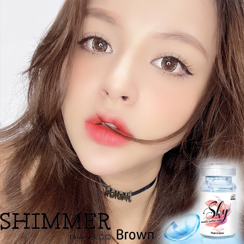 Kính áp tròng Sky Lens -Shimmer Brown 0-6 Độ-Made in Korea Chính Hãng Dia14.00