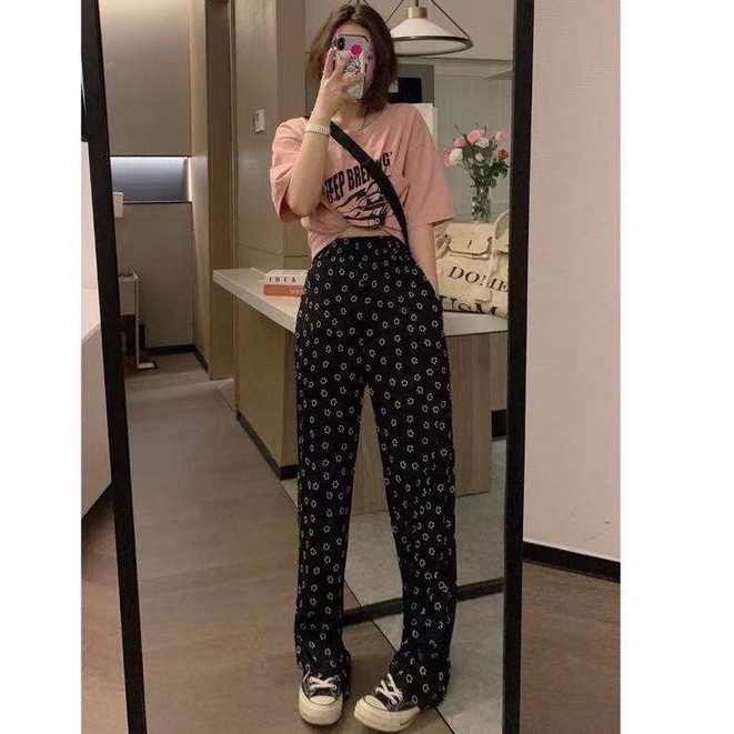 Quần ống rộng In Họa Tiết Mặt Cười Thời Trang Hàn Quốc size S-4XL