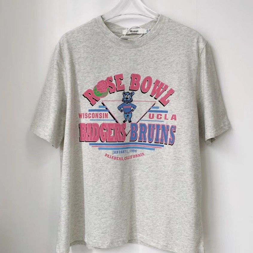 Áo Thun Cotton Tay Ngắn Cổ Tròn Dáng Rộng In Họa Tiết Hoạt Hình Phong Cách Hàn Quốc Cho Nữ