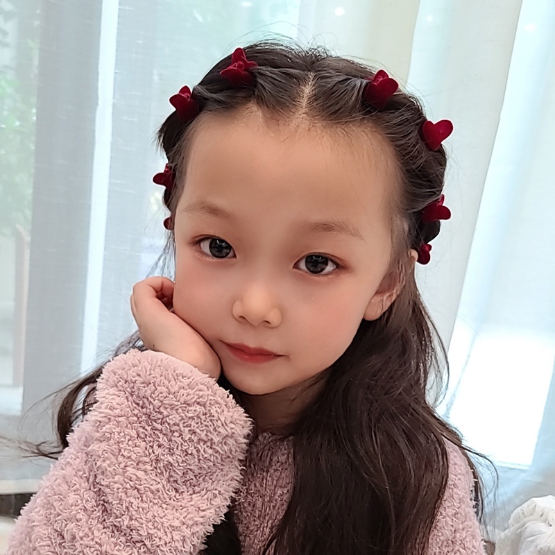 Set 10 Kẹp Tóc Nhỏ Bện Dây Đính Lông Cho Bé Gái