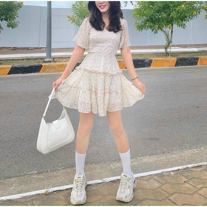 ĐẦM HOA CUT OUT LƯNG