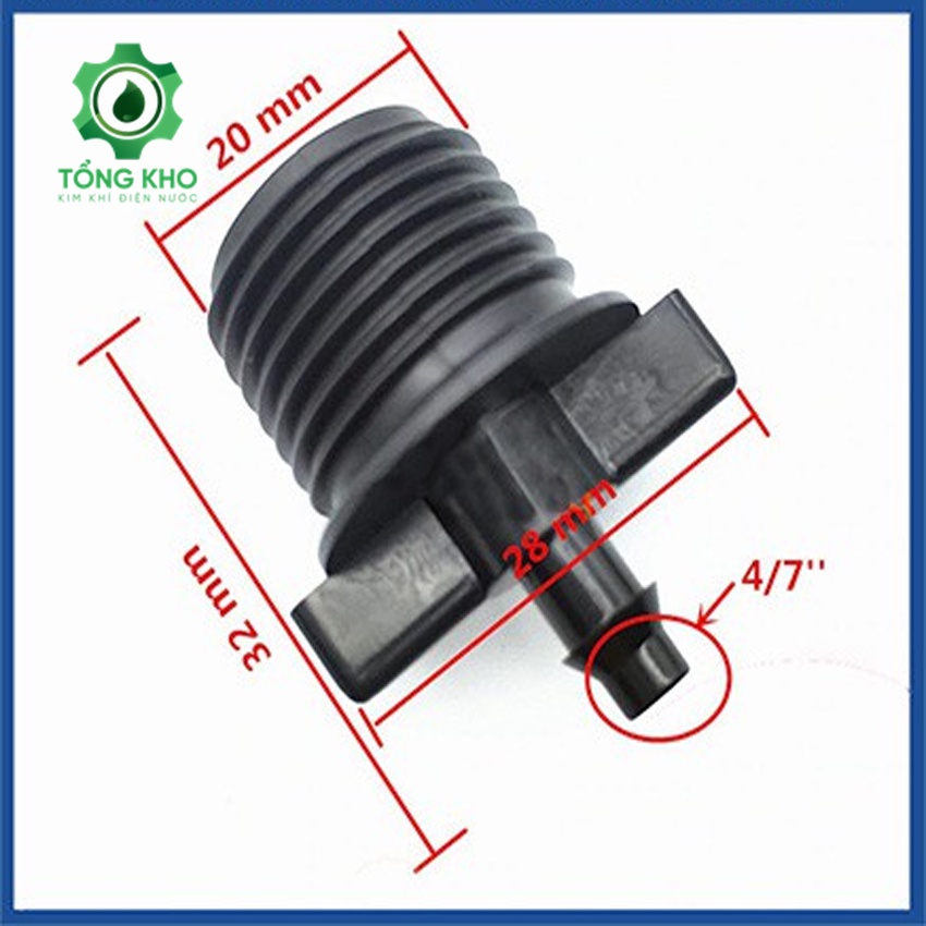 Ren 21 nối ra ống 6mm gân ( 1 đầu gân ) - Phụ kiện nối ống tưới tiện lợi nhanh chóng - Tổng kho kim khí điện nước