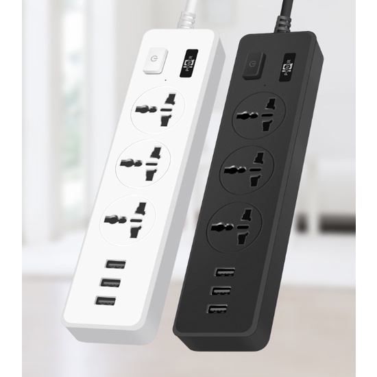 Ổ cắm điện đa năng,dây nối điện kèm sạc nhanh USB METAL STORE công suất 2500w