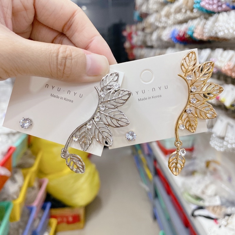 bông tai khuyên tai kẹp vành chiếc lá cá tính