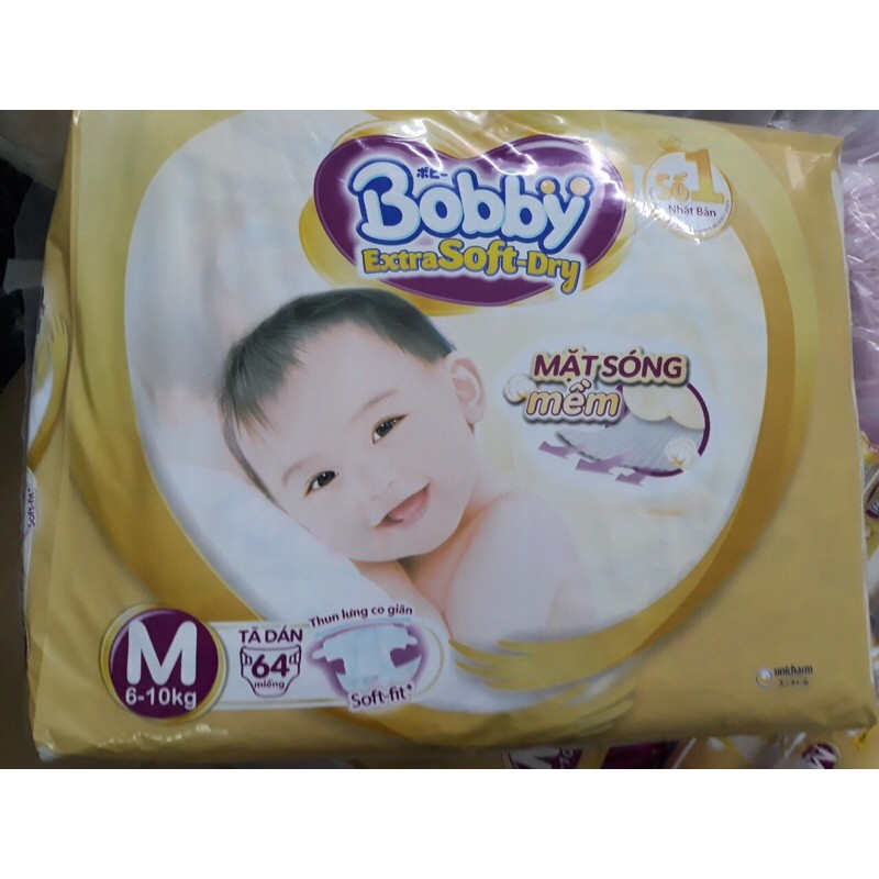 (Hàng bao bì)Combo 102 miếng tã dán Bobby Extra soft dry size M(6-10kg)