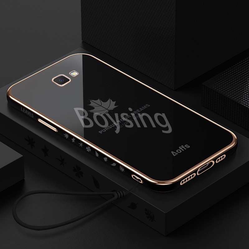 Ốp Lưng Mạ Điện Hình Lá Phong Cho Samsung J4 / J6 Plus / J2 / J7 / J5 Prime Edge