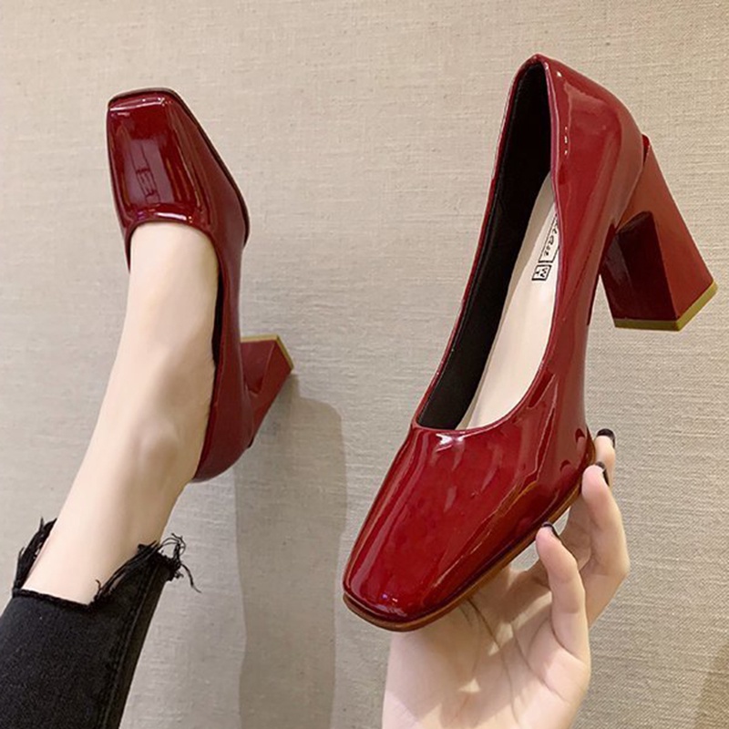 Giày Cao Gót Mũi Vuông Phong Cách Pháp Thời Trang Cho Nữ