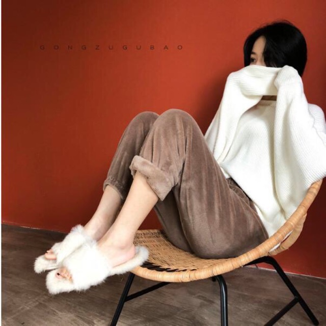 Quần nỉ lông nữ siêu ấm