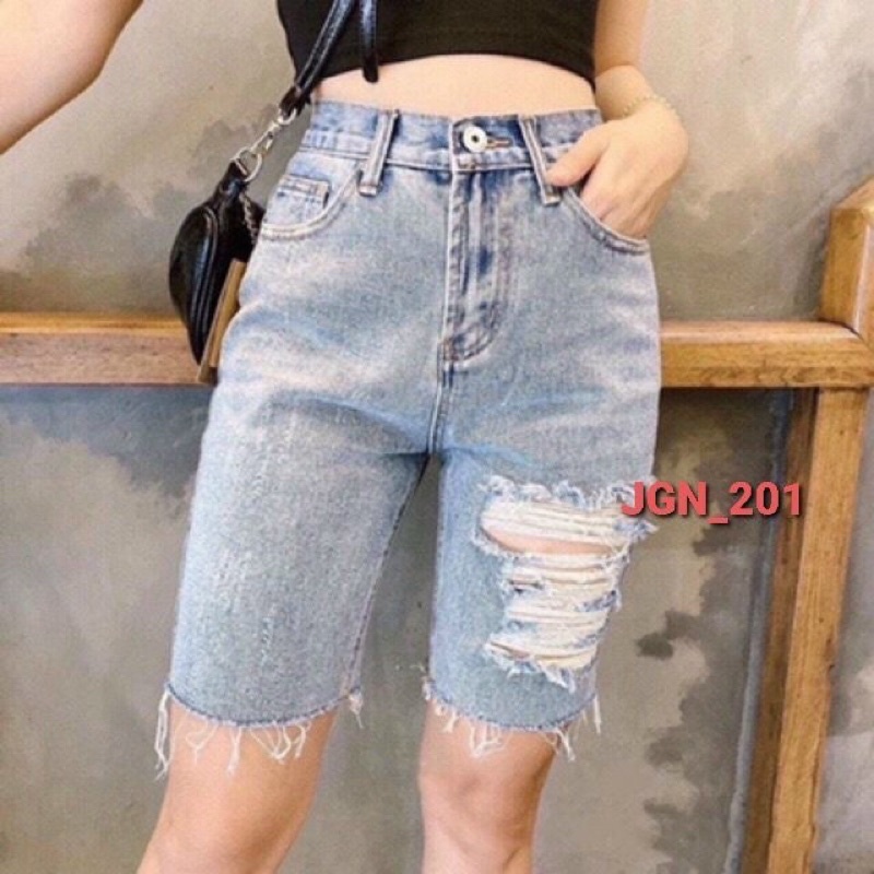 Quần Short Ngố Jean Nữ Size Đại Lưng Cao từ 40kg đến 80kg Hàng VNXK Bigsize MS4023