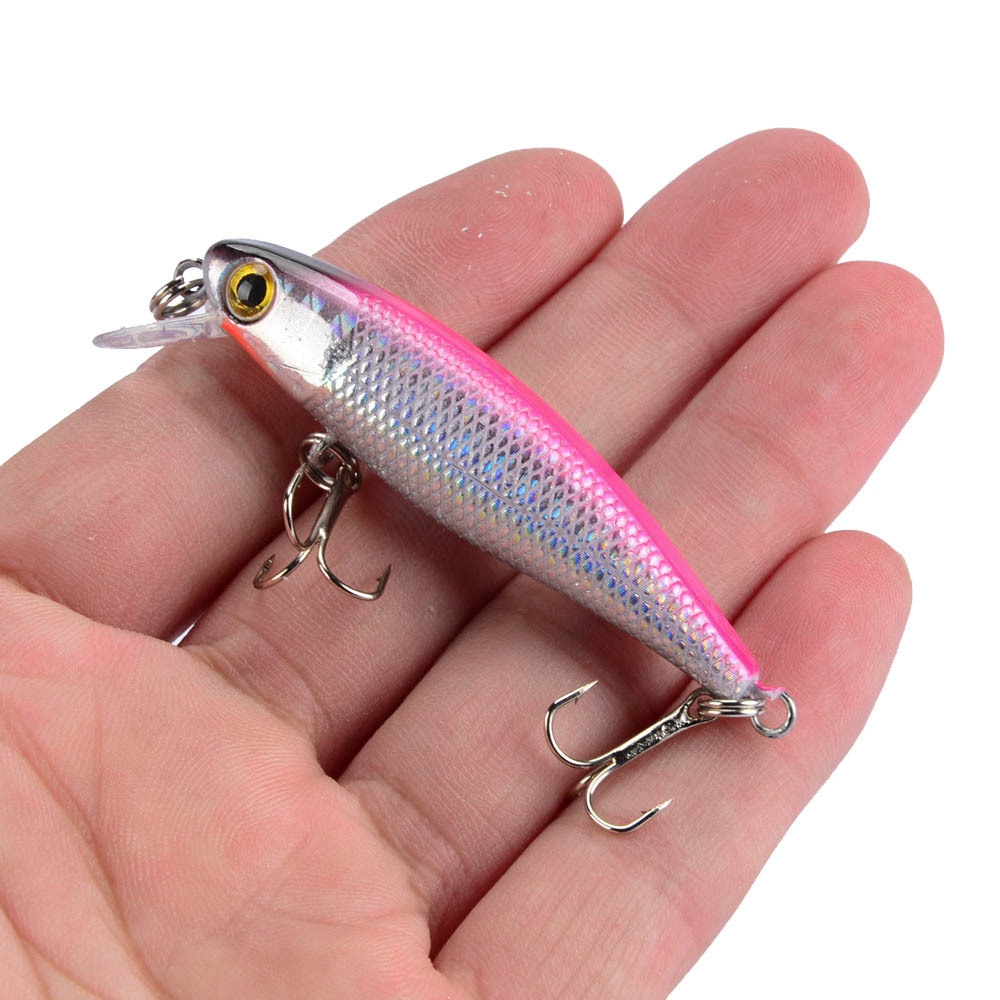 Mồi Giả Câu Cá Bằng Nhựa Cứng 6.5cm / 4.3g ​Kèm 10 Mồi Câu# Mồi Câu Cá Giả Hình Mắt 3D/Bằng Nhựa Cứng Có Móc Câu