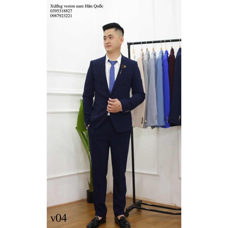 Bộ vest suit nam, vét công sở, chú rể Hàn Quốc đẹp màu trắng kem, màu be sữa giá siêu rẻ!
