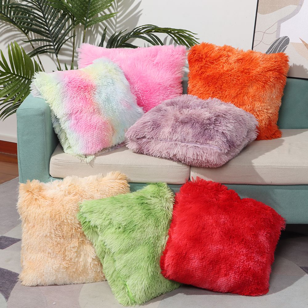 Vỏ gối sofa phủ lông mềm mại màu gradient hiện đại tùy chọn