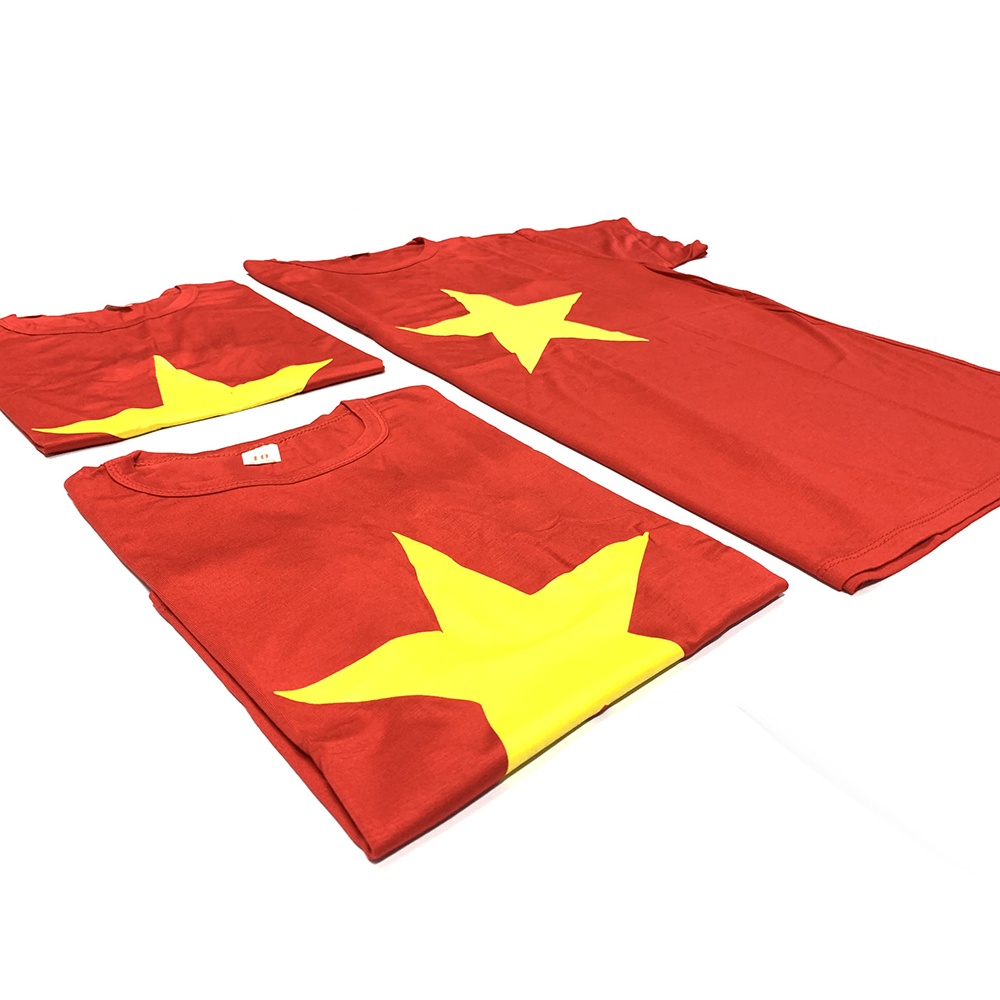 Combo 1 Áo Cờ Đỏ Sao Vàng Trẻ Em + Áo Cờ Người Lớn Cotton Cao Cấp Ocean Uniform