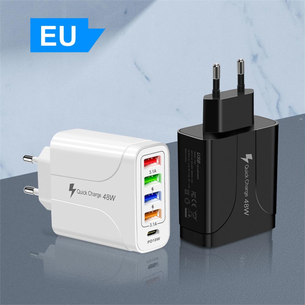 Củ Sạc Nhanh 48W PD 18W 5 Cổng USB Type C 5 Trong 1 Tiện Dụng H1Y5