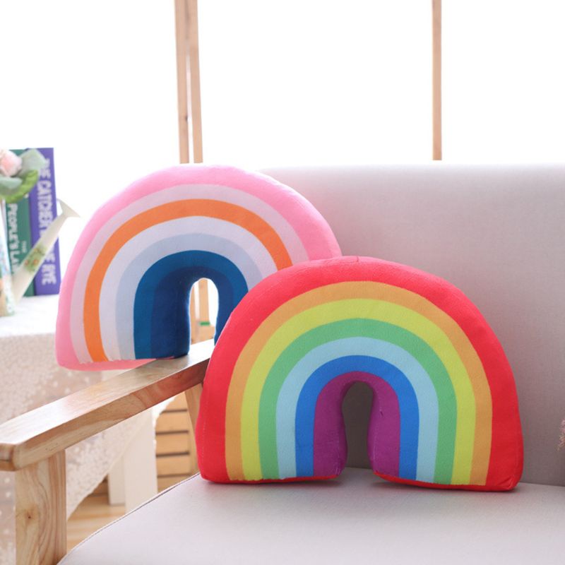 Gối Kê Cổ Hình Chữ U Màu Cầu Vồng Trang Trí Phòng Ngủ Cho Bé
