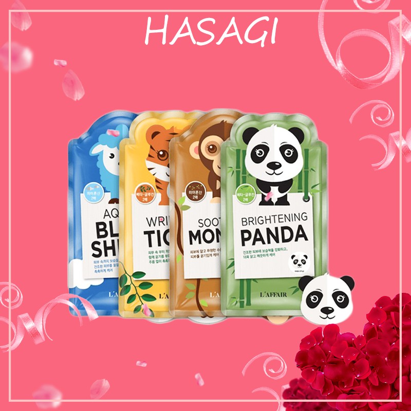 Bộ 10 Mặt Nạ Phục Hồi, Dưỡng Trắng, Chống nhăn, Dưỡng Ẩm  Rainbow L'affair Animal Mask (10 miếng x 25 ml)