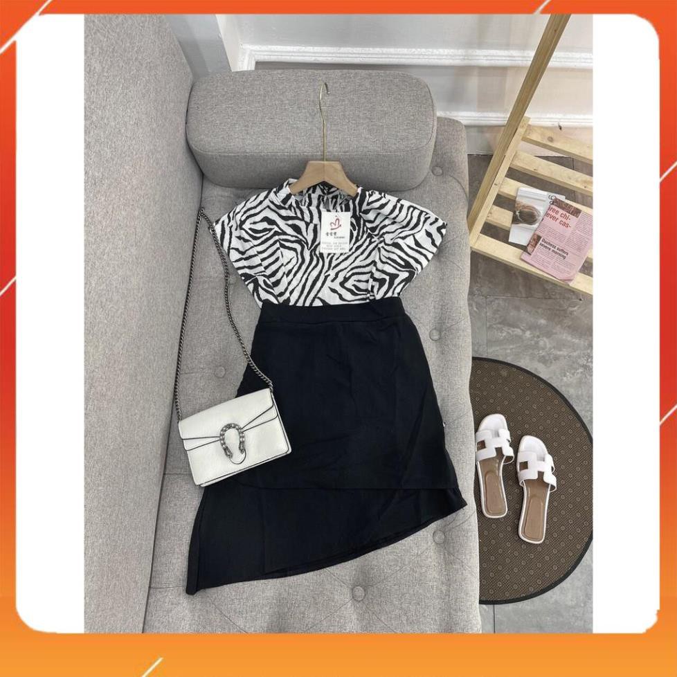 [Hàng xịn] Sét  Áo Vằn Mix Chân Váy Lệch Siêu Sang Chảnh Hàng Qc Loại1. | BigBuy360 - bigbuy360.vn