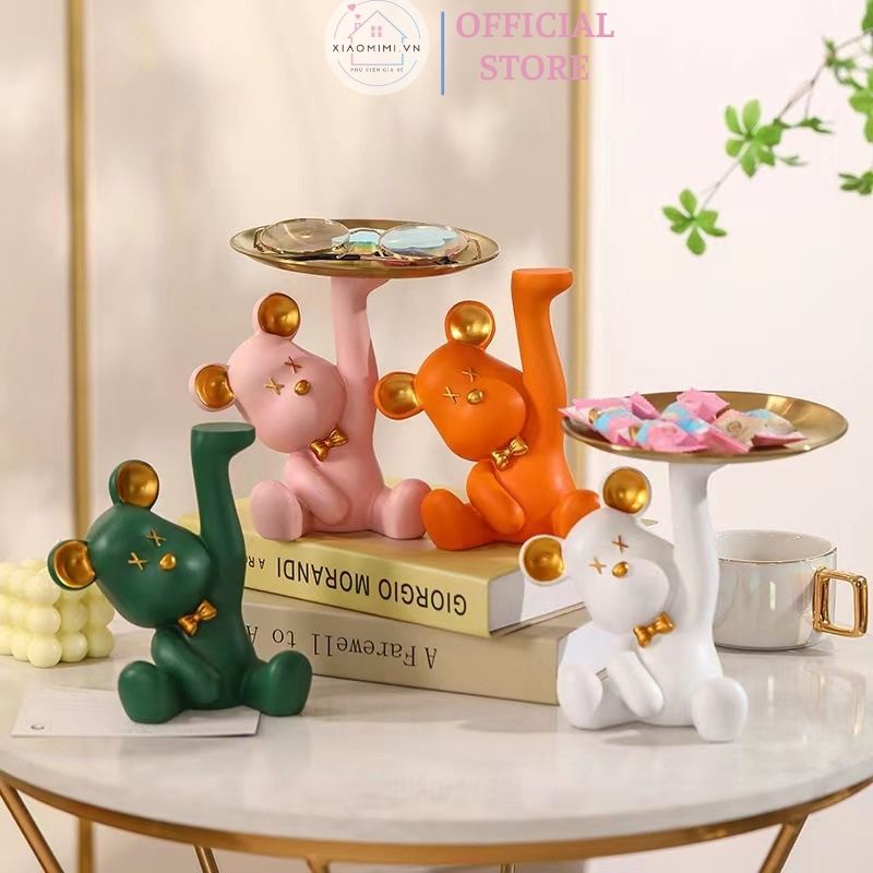Tượng gấu bê khay đựng mỹ phẩm trái cây decor nhà cửa quà tặng sinh nhật ý nghĩa siêu xinh XIAOMIMI D1.111.TR