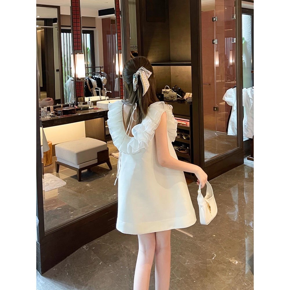 Đầm Hai Dây Cổ Vuông Dáng Rộng Màu Trắng Thời Trang Mùa Hè Xinh Xắn Cho Bé Gái