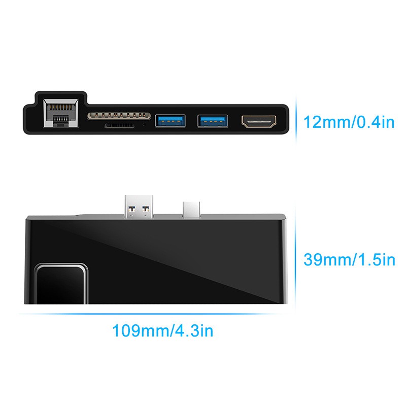 Bộ Chia Cổng Hub Microsoft Surface Dock HDMI 4K + 3 cổng USB 3.0 + thẻ SD&TF cho Microsoft Surface pro 3 / Pro 4 / Pro 5 / Pro 6 2015/2017/2018