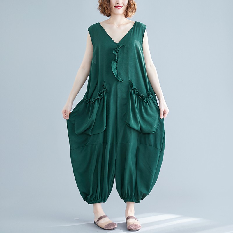 Jumpsuit Ống Rộng Cỡ Lớn 2021 Thời Trang Dành Cho Nữ