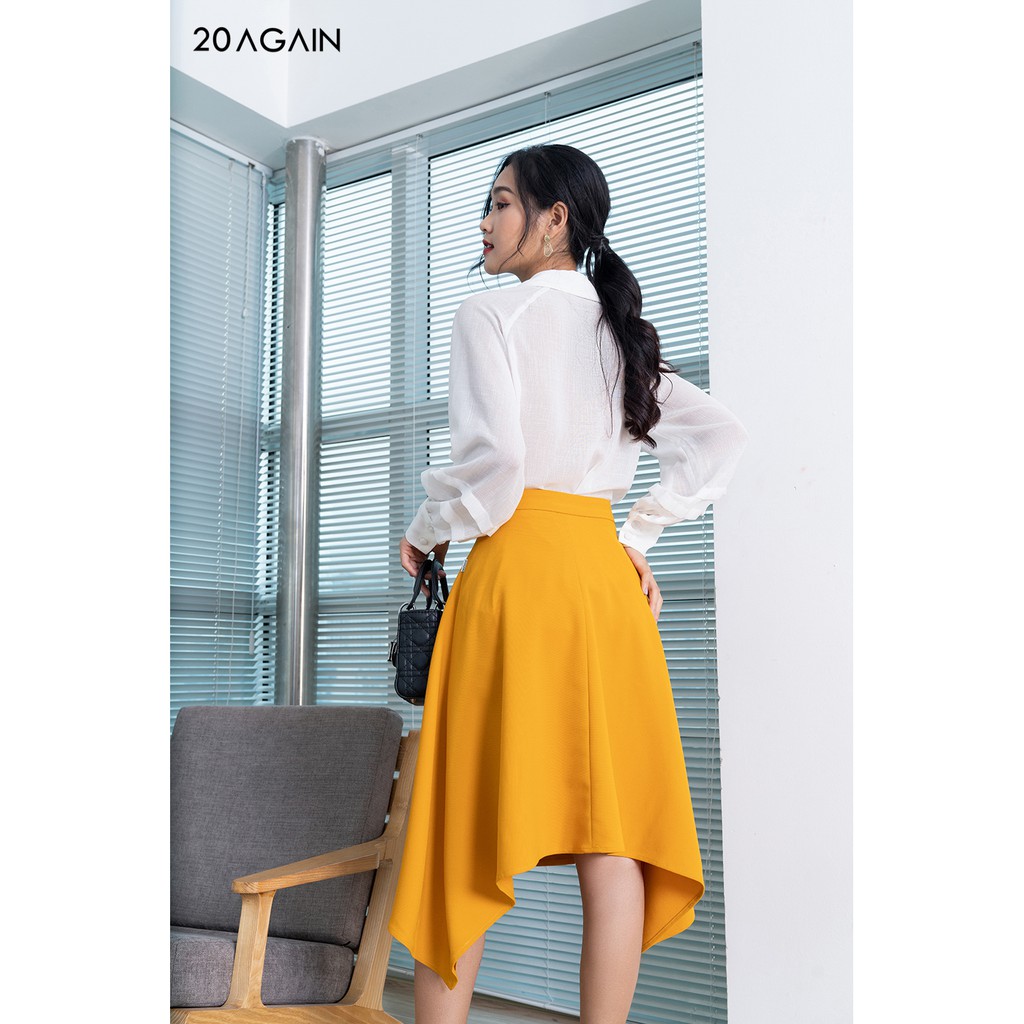 Áo sơ mi dài tay khuyết dây cổ 20AGAIN ASA0991 | BigBuy360 - bigbuy360.vn